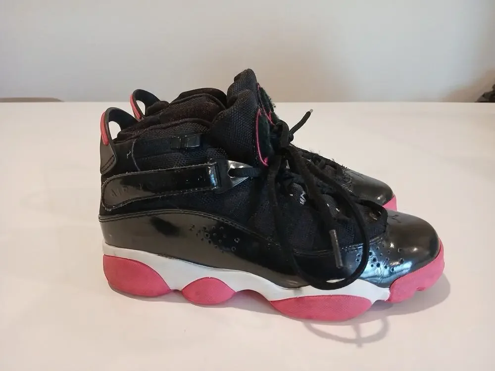 Air Jordan 6 Rings Black Mens Size 4.5 Y Sneaker 322992-062 Black Pink White